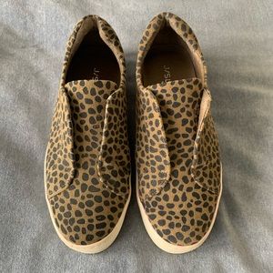 J Slides HEIDI Taupe Black Leopard Suede